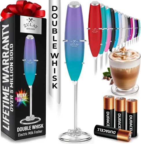 Miniatura 98 de Zulay Kitchen Espumador de leche de mano con pilas Duracell AA – Mezclador eléctrico ultrarrápido y creador de espuma, mezclador de bebidas fácil