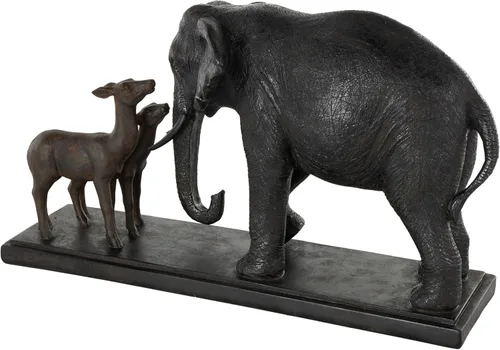 Miniatura 3 de Deco 79 Escultura Decorativa de Elefante de Resina Caminando, Estatua de Decoración para el Hogar con Ciervo Marrón Oscuro, Figura Decorativa de 20