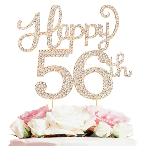 Miniatura 150 de LASKYER Decoración de feliz cumpleaños número 10, decoración de pastel de diamantes de imitación dorados de 10º cumpleaños – Letrero de metal
