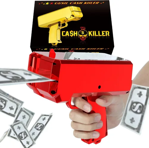 Gusil Pistola de dinero, cañón de efectivo, facturas de cañón, pistola de juguete de lluvia, pistola de efectivo de mano para películas de juegos,
