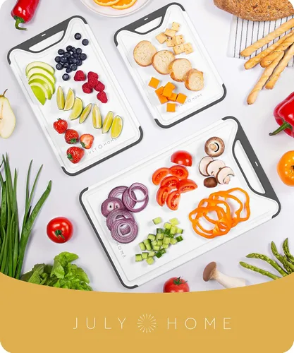 Miniatura 5 de Tabla de cortar para cocina, tabla de cortar de plástico, tabla de cortar apta para lavavajillas con ranuras para jugos para carne, verduras, Negro