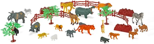 Miniatura 6 de Wild Republic Animal Toys - Cubo grande, elefante, tigre, oso polar, jirafa, cebra, alce, guepardo, gorila y más, juego de 36 piezas de figuras