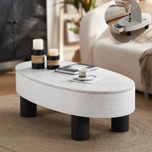 Miniatura 42 de Mesa de centro de madera, 39.37 pulgadas, cuadrada de mediados de siglo, mesa central de madera moderna de madera de fibropanel de densidad media