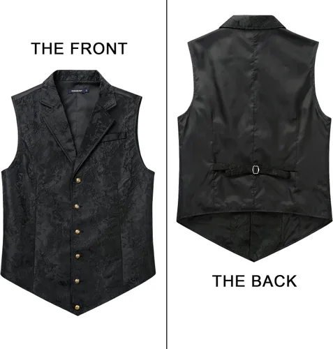 Miniatura 6 de HISDERN Chaleco de traje de cachemira brillante para hombre, chaleco gótico steampunk victoriano para hombre, traje de fiesta de boda o esmoquin