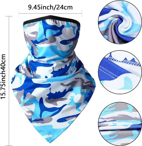 Miniatura 2 de 8 unidades de bandana para la cara con bucles para las orejas, polaina para el cuello, máscara de protección solar al aire libre para hombres