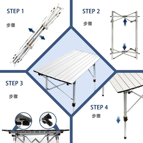 Miniatura 5 de CampLand - Mesa plegable ajustable de aluminio, ligera, multiuso Plateado