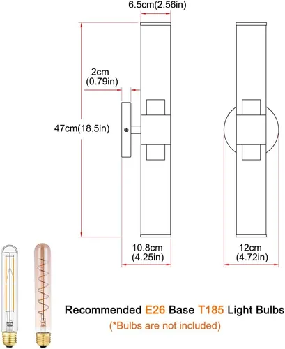 Miniatura 7 de Juego de 2 apliques de pared de níquel cepillado (solo cableado), lámparas de tocador de baño, modernas luces de pared cilíndricas de vidrio