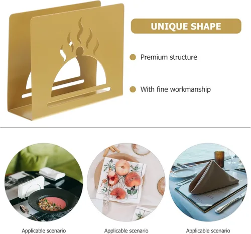Miniatura 7 de Hollow-out Metal Napkin Holder Decorative Napkin Stand Vertical Tissue Organizer for Coffee Shops and Home Kitchen Table, Gold Finish