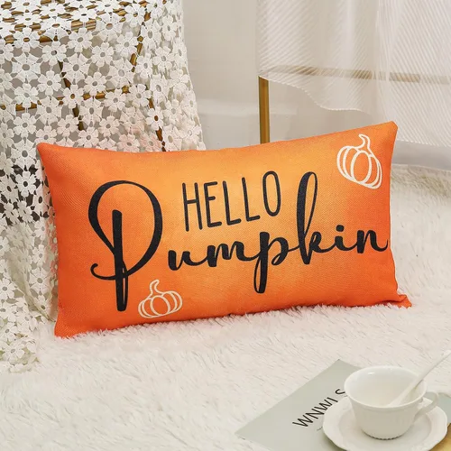 Miniatura 4 de wyooxoo Fundas de almohada otoñales de 12 x 20 pulgadas, fundas de almohada de otoño con texto en inglés "Hello Pumpkin", fundas de almohada