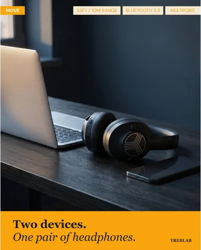 Miniatura 8 de TREBLAB Z2 Auriculares Híbridos con Cancelación Activa de Ruido para Entrenamiento - Sonido Signature-HD, Graves Profundos, Batería de 58H, Cómodos