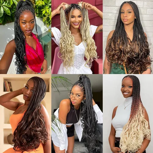 Miniatura 6 de COOKOO 10 pulgadas, 9 paquetes (135 hebras), trenzas de ganchillo rizadas francesas negras, trenzas de ganchillo negras con extremos ondulados
