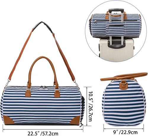 Miniatura 4 de Kuston Bolsas deportivas para gimnasio con compartimento para zapatos bolsas de viaje para hombres y mujeres Franjas Azules