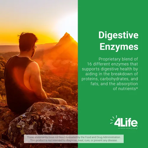 Miniatura 4 de 4Life - Digest4Life Digestive Enzimes - con amilasa, proteasa, lipasa, alfa galactosidasa, para descomposición de nutrientes y salud intestinal - 90