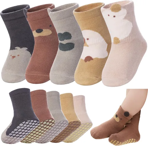 Miniatura 13 de LANLEO Calcetines para bebé y niños pequeños con agarre, calcetines antideslizantes para bebés, niñas y niños, con pinzas, de 6 meses a 5 años