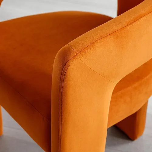 Miniatura 5 de Modern Barrel - Silla de comedor tapizada con brazos, cómoda silla auxiliar de terciopelo para sala de estar, oficina en casa, recepción