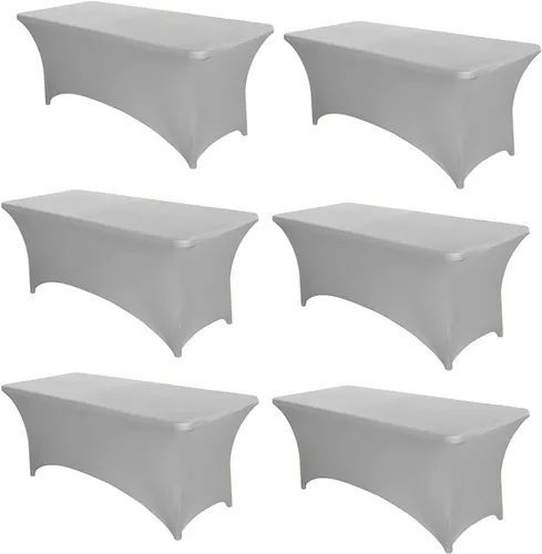 Miniatura 32 de PTC21B - Juego de 6 manteles elásticos de 6 pies, color negro, rectangular, ajustable, lavable, de elastano, para fiestas, bodas, cócteles