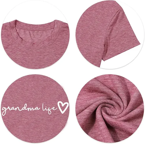Miniatura 6 de Camiseta de abuela para mujer casual con estampado de corazones divertida para la abuela