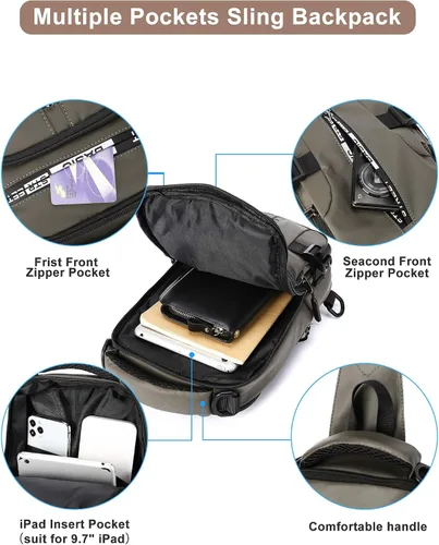Miniatura 27 de Mochila cruzada pequeña negra para hombre y mujer, H-Negro, S, Moda