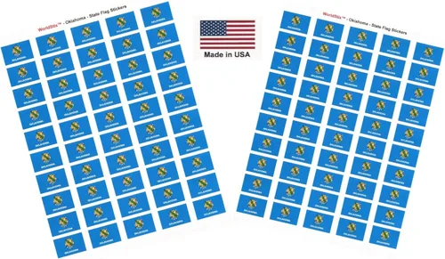 Miniatura 49 de 100 calcomanías de la bandera de Alaska; 1.5" x 1" hechas en Estados Unidos, calcomanías autoadhesivas de la bandera del estado para álbumes