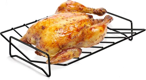 Rejillas para asar a la parrilla y ahumar, estante para asar pavo, se puede utilizar en ambos lados, 12 x 10 pulgadas, color negro
