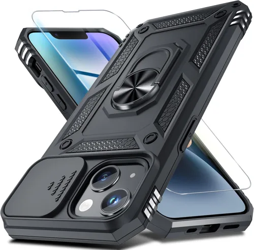 Miniatura 147 de Janmitta - Funda para iPhone 14 Pro con cubierta deslizante para lente de cámara incorporada + protector de pantalla, funda de cuerpo completo