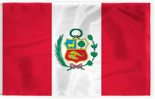 Miniatura 10 de AGAS - Mini Perú de 12 x 18 pulgadas con sello oficial de bandera de nailon pesado, ojales de latón y bordes de doble costura Bandera de Perú de 12