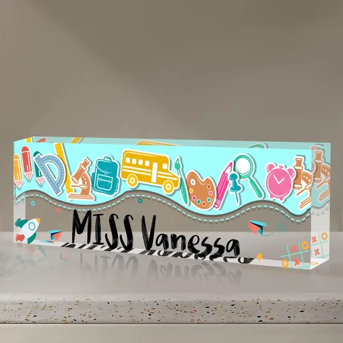 Miniatura 30 de Placa de nombre de escritorio personalizada, regalos personalizados de agradecimiento a los empleados, placa de identificación acrílica