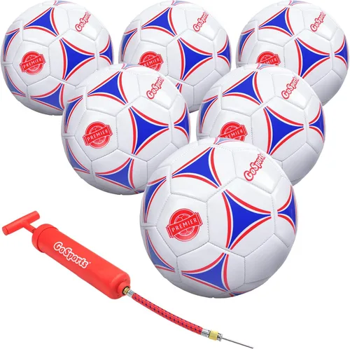 GoSports Premier balones de fútbol - Venta individual o paquete de 6 - Tamaños 3, 4, 5, con bomba para balón