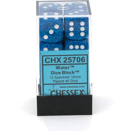 Miniatura 3 de Chessex DND - Juego de dados poliédricos de plástico con agua moteada de 0.63 pulgadas, Dungeons and Dragons, incluye 12 dados – D6 (CHX25706)