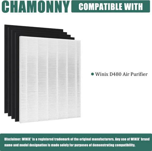 Miniatura 2 de Filtro de repuesto D480 True HEPA D4, compatible con purificador de aire Winix D480, comparado con el filtro Winix D4, número de artículo