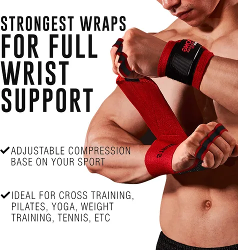 Miniatura 2 de Guantes de muñeca resistentes para hombre, ideales para entrenamientos, gimnasio, peso muerto y crossfit con protección para la palma de la muñeca