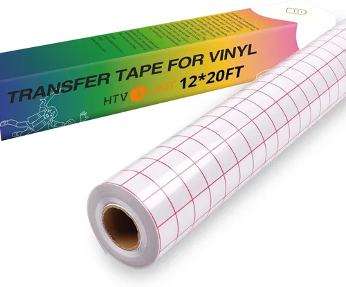 Miniatura 8 de HTVRONT Cinta de transferencia para vinilo – 12 pulgadas x 10 pies con cuadrícula de alineación roja transparente para vinilo adhesivo – Cinta