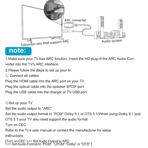 Miniatura 8 de Convertidor de audio HDMI ARC a óptico de 192 KHz para TV a barra de sonido, Plug & Play de 3.4 pies/3.4 ft ARC a cable óptico Adaptador