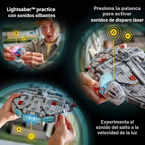 Miniatura 7 de LEGO Star Wars SMART Play: Millennium Falcon Starship Building Toy para niños, juego compatible con 4 etiquetas inteligentes y 4 minifiguras, regalo