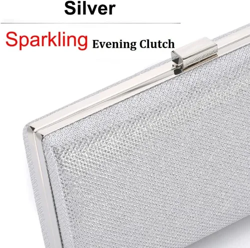 Miniatura 3 de Bolso de noche de plata con sobre vintage para mujer, para cóctel, boda, fiesta, plateado