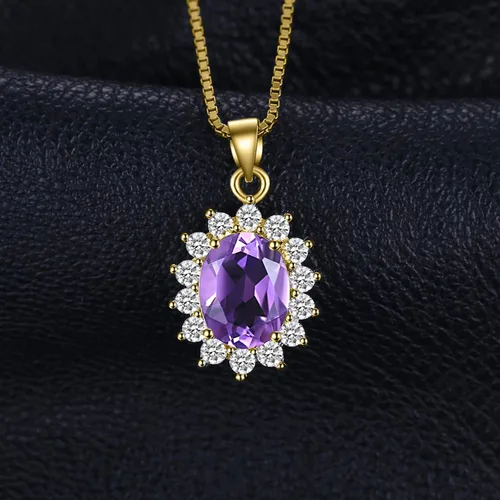Miniatura 24 de JewelryPalace Princess Diana Kate Middleton Natural Amethyst Citrine Garnet Peridot Topaz Created Ruby Sapphire Simulated Emerald Pendant Necklace