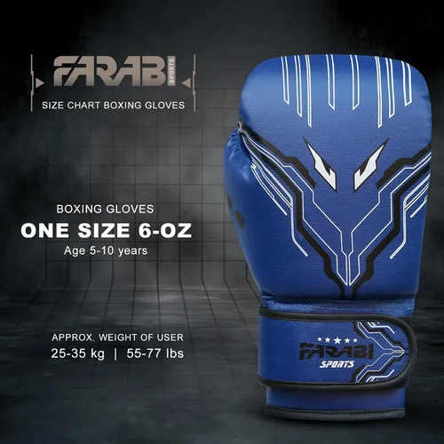 Miniatura 6 de Farabi Sports Guantes de boxeo para niños y niñas, guantes de kickboxing de 6 onzas para jóvenes, guantes de boxeo junior para MMA, Muay Thai, Azul
