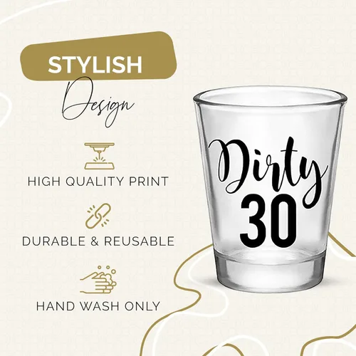 Miniatura 2 de Your Dream Party Shop Dirty 30 vasos de chupito reutilizables para cumpleaños de 30 años, juego de 12, 1.75 onzas, perfectos para decoraciones de 12
