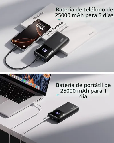 Miniatura 2 de INIU Power Bank, 25000mAh 100W USB C Cargador portátil para laptop, paquete de batería de 3 salidas con carga rápida PD QC, cargador de viaje