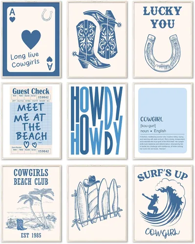 RETRART Juego de Decoración Costera para Habitación de Nieta de 9 Piezas, Decoración de Habitación de Playa Preppy Decoración de Habitación Preppy