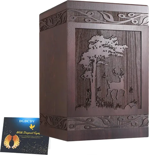 Miniatura 12 de Urnas de cremación para cenizas humanas adultas, masculinas y femeninas, cajas y ataúdes de madera tallada con mariposas para cenizas de hombres
