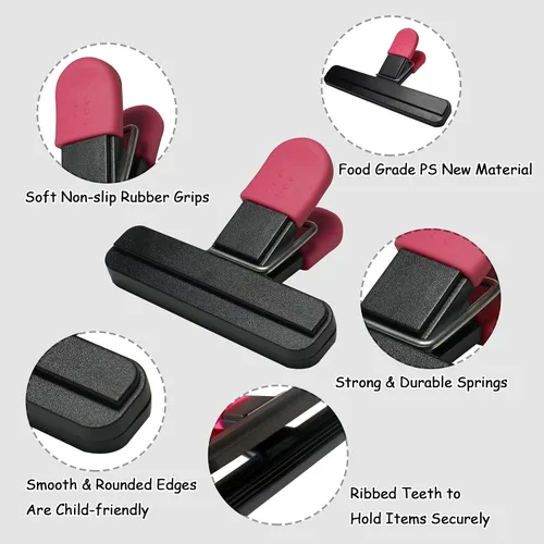 Miniatura 3 de Paquete de 11 clips para bolsas de alimentos para paquetes de alimentos, bolsas de almacenamiento de papas fritas, resistentes para aperitivos, 6