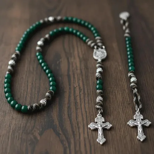 Miniatura 6 de Nazareth Store Rosario de cuerda de paracaídas de San Miguel, collar de rosario resistente y rosario de una década, cuentas de piedra natural