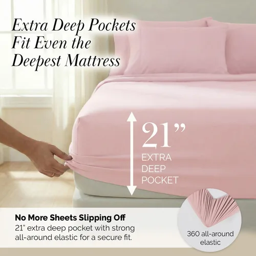 Miniatura 75 de Southshore Fine Living, Inc. Juego de 7 piezas de sábanas King divididas para cama ajustable, juego de sábanas King divididas con bolsillo de 21