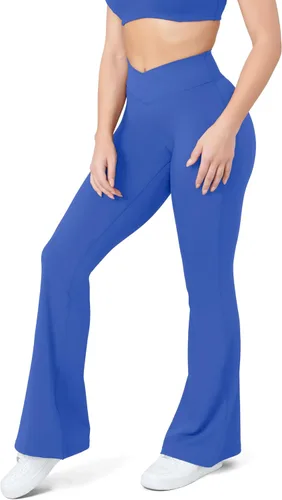 Miniatura 63 de HEGALY Pantalones de yoga acampanados para mujer, leggings cruzados, suaves, de cintura alta, pantalones casuales de entrenamiento con corte de bota
