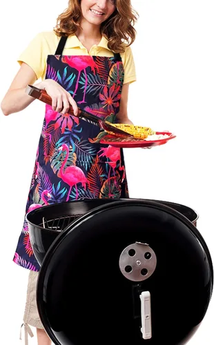 Miniatura 4 de Delantal Babero Ajustable Impermeable con 2 Bolsillos Delantales de Cocina para Mujeres Hombres Chef Delantal flamenco