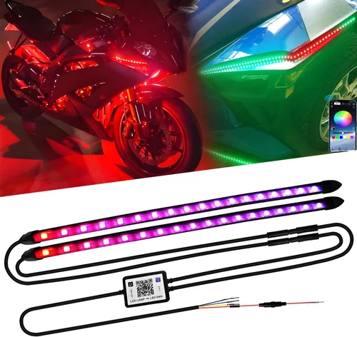 Qasim Tira de luz LED RGB de 14 pulgadas, control por aplicación, multicolor, 35.5 cm (14.0 pulgadas), arranque frío, blanco, dinámico, RGB ámbar,