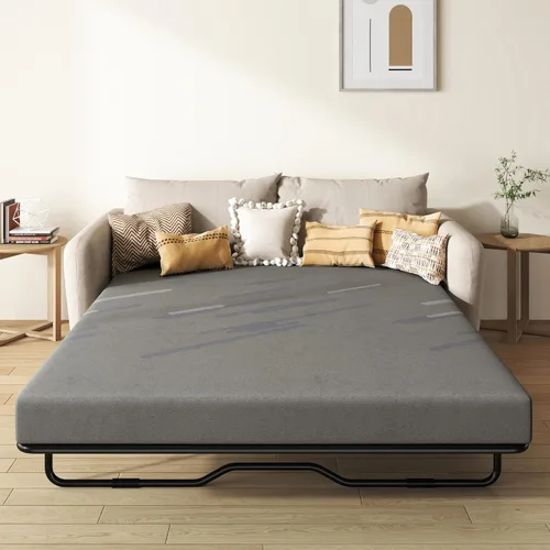 Miniatura 16 de Colchón para sofá cama de 4 pulgadas, repuesto de espuma viscoelástica de gel con funda de patrón geométrico transpirable lavable, soporte