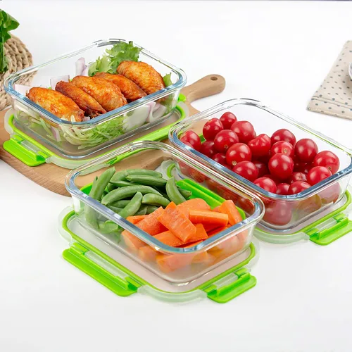 Miniatura 6 de C CREST Contenedores de vidrio para almacenamiento de alimentos con tapas, [paquete de 10] recipientes de preparación de comidas para cocina, uso