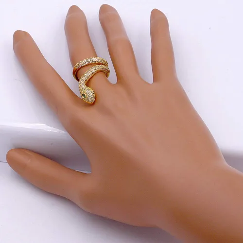 Miniatura 5 de Lavencious Anillos ajustables de serpiente con diseño de piedras AAA CZ Declaración Anillos de cóctel para mujer, Cristal, circonita